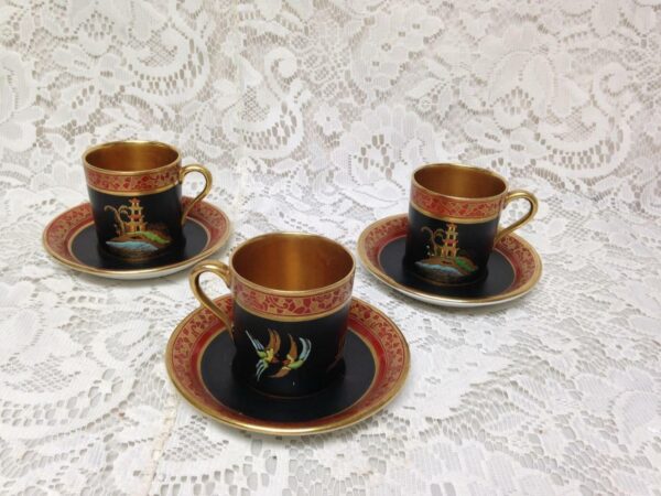 1894-1920s Carlton Ware England Polychrome Gaudy Blue Willow 11pc Demi Tea Set