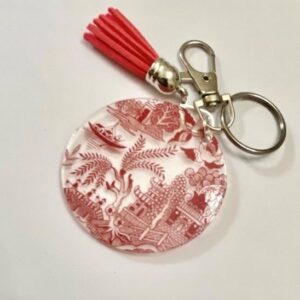 Red Willow Keychain with Tassel 5.5 in L