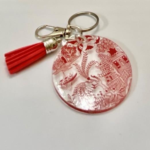 Red Willow Keychain with Tassel 5.5 in L