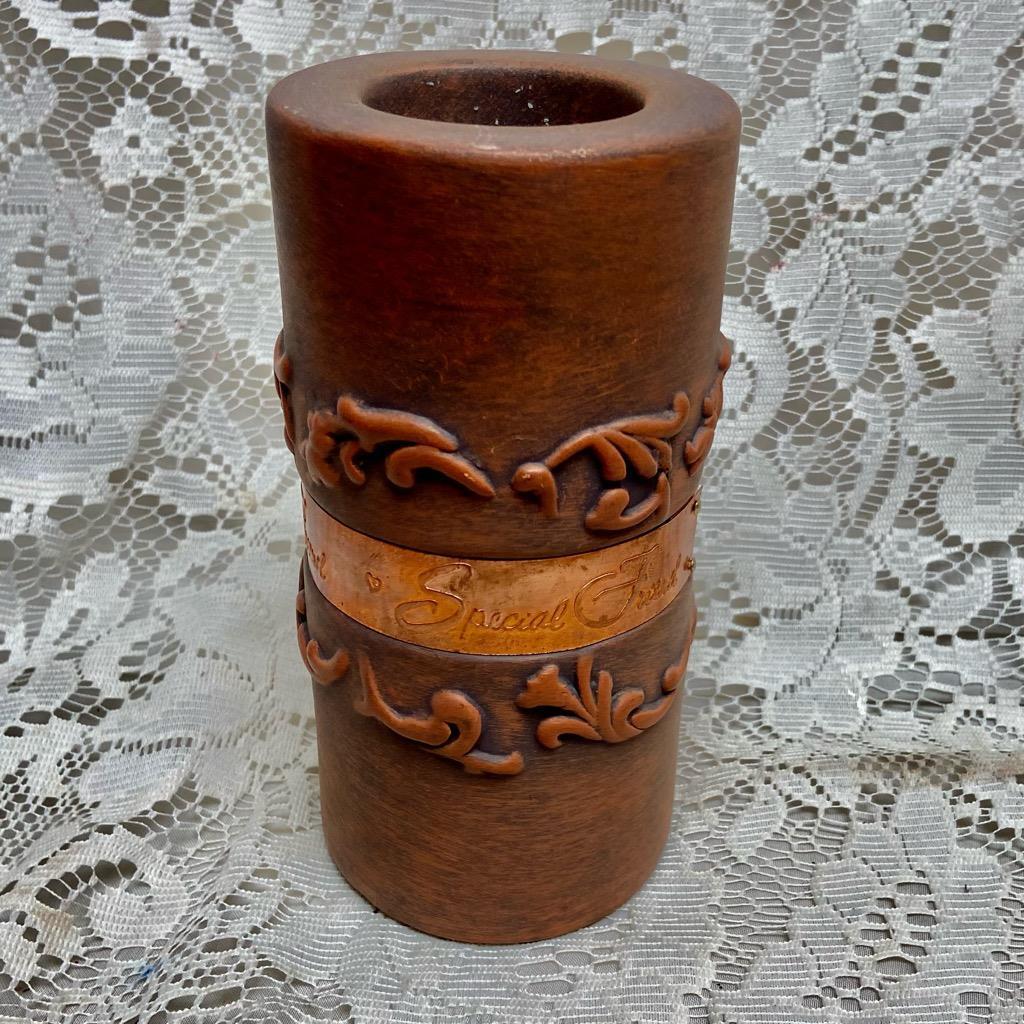 Vintage, Christmas Cylindrical Candle Stand