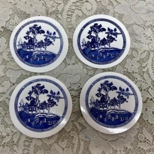 Vintage, 4pc Blue Willow Coaster Set