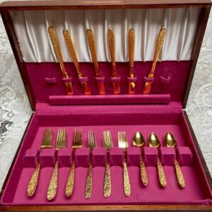 Vintage, 24-pc Stanley Roberts Japan Gold Plated Flatware Service for 6 with Box