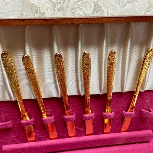 Vintage, 24-pc Stanley Roberts Japan Gold Plated Flatware Service for 6 with Box