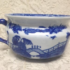 Vintage, Ironstone, Variant Blue Willow, Invalid-Adult Chamber Pot 11inx9inx6in