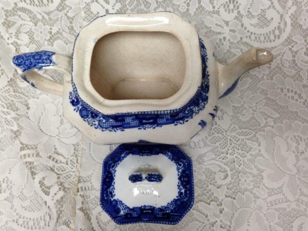 Vintage, Rare, 1911 Buffalo Pottery, 5-pc Blue Willow Tea Set