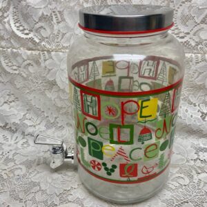 Vintage, Colorful Glass Juice Jug-Dispenser. 11inH x 9inL x 6in D