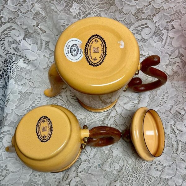 1995 Camp MacKenzie Childs Ltd., Dark Yellow Enamelware, 3pcTea or CampSet