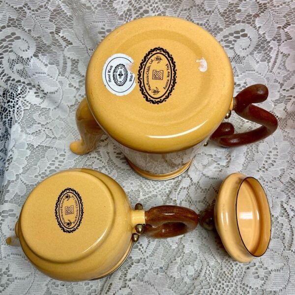 1995 Camp MacKenzie Childs Ltd., Dark Yellow Enamelware, 3pcTea or CampSet