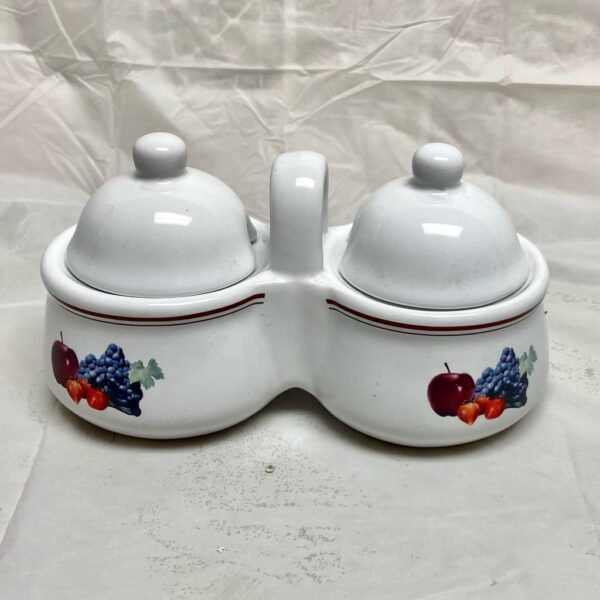 Vintage, Blue Willow White Ceramics Condiment Jar 6.5in x 3.5in x 3in