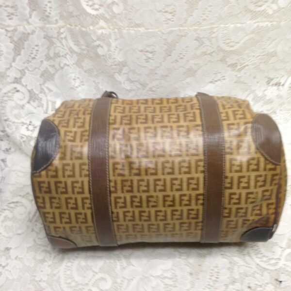 Vintage Fendi Zucca Tan Speedy Boston HandBag 11.5in x 8in x 7in