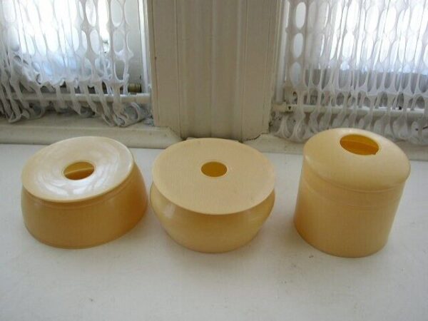 Vintage, 3-pc Celluloid Hair Receivers with Lids