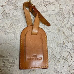 Authentic, Etro Tan Leather Handbag or Luggage Name Tag