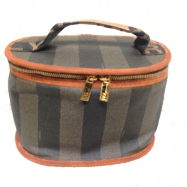 Fendi, Pequin Stripes Coated Canvas Cosmetic Pouch- 8.5in x 6in x 6in