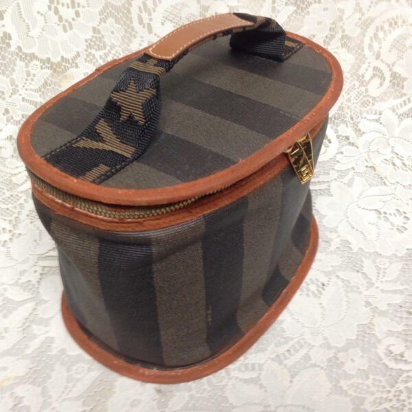 Fendi, Pequin Stripes Coated Canvas Cosmetic Pouch- 8.5in x 6in x 6in