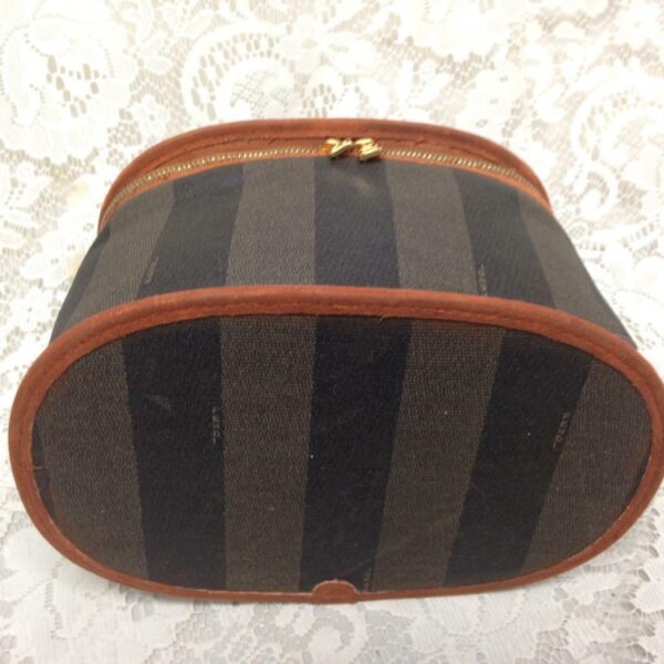 Fendi, Pequin Stripes Coated Canvas Cosmetic Pouch- 8.5in x 6in x 6in