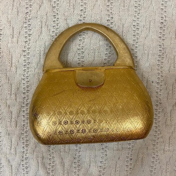 Vintage, Rosenfeld-Italy Boxy Metal, Gold Evening Purse 7in x 7in x2in