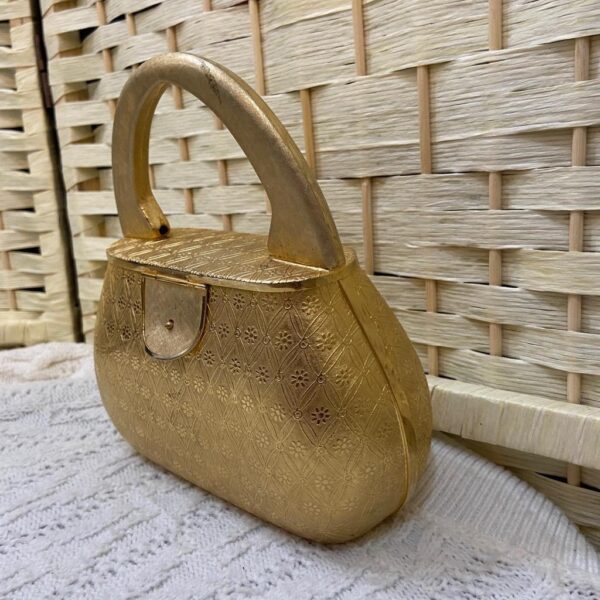 Vintage, Rosenfeld-Italy Boxy Metal, Gold Evening Purse 7in x 7in x2in