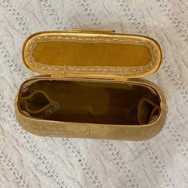 Vintage, Rosenfeld-Italy Boxy Metal, Gold Evening Purse 7in x 7in x2in