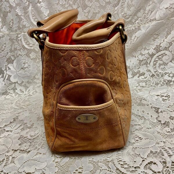 Vintage Authentic Celine Rust Orange Brown Suede Leather Handbag