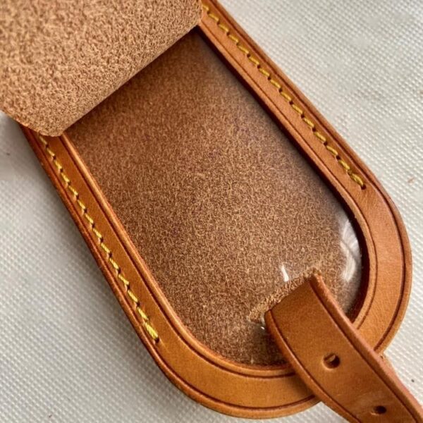 Authentic, Louis Vuitton Tan Leather Handbag or Luggage Name Tag (E0822) This i