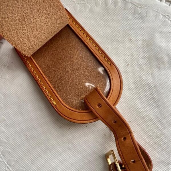 Authentic, Louis Vuitton Tan Leather Handbag or Luggage Name Tag (E0822) This i