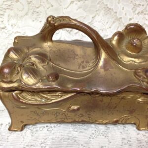 Art Nouveau, JB Bronze, Large 6.5in x4inx3in Jewelry Casket or Trinket Box