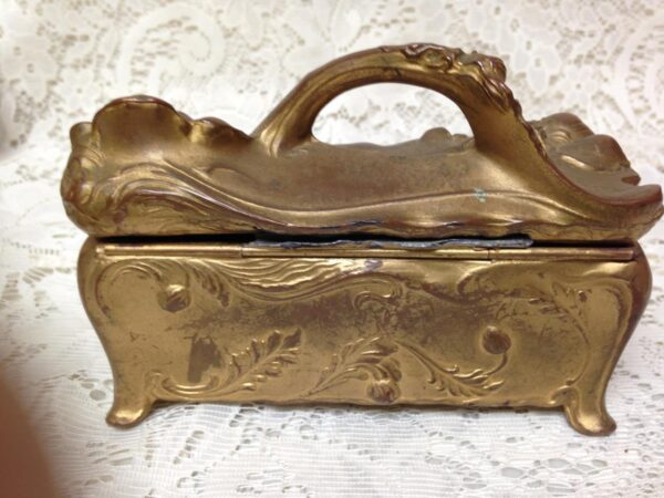 Art Nouveau, JB Bronze, Large 6.5in x4inx3in Jewelry Casket or Trinket Box