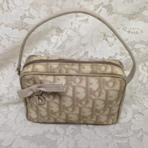 Vintage, Rare, Christian Dior Trotter Beige Mini Hand Bag 6in x 4in x 1.75in