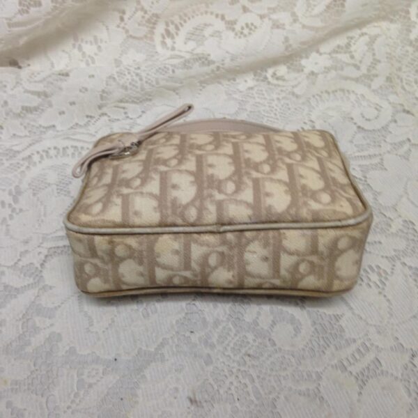 Vintage, Rare, Christian Dior Trotter Beige Mini Hand Bag 6in x 4in x 1.75in