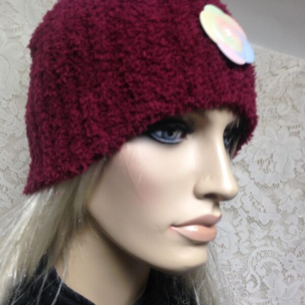 Fabulous Burgundy Cloche' Turban -Flapper Style Hat with Chanel Camelia Ornament