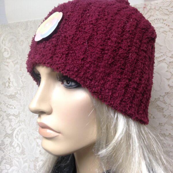 Fabulous Burgundy Cloche' Turban -Flapper Style Hat with Chanel Camelia Ornament