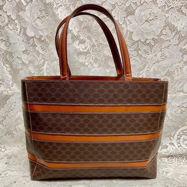 Celine, Paris, Italy Large, Brown Macadam Handbag 10in x 12in x 4.5in.