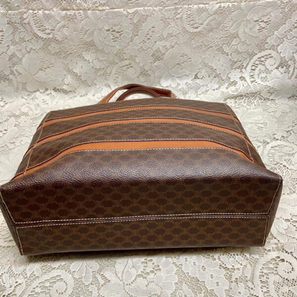 Celine, Paris, Italy Large, Brown Macadam Handbag 10in x 12in x 4.5in.