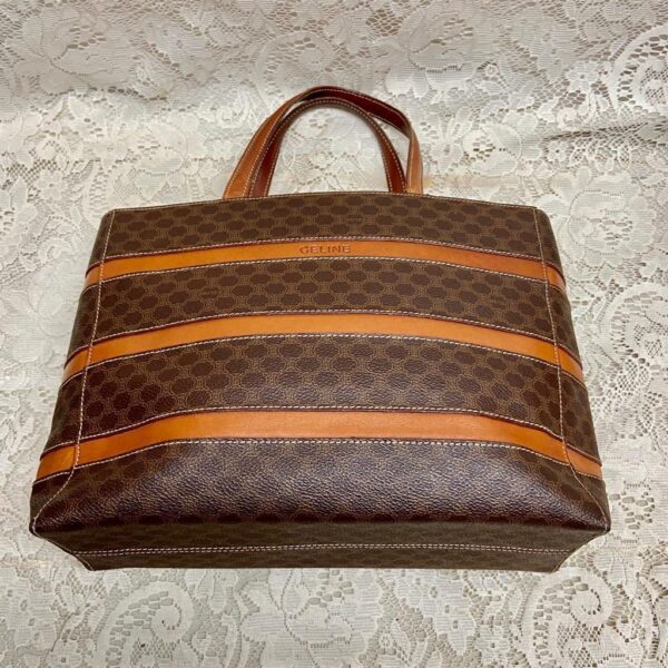 Celine, Paris, Italy Large, Brown Macadam Handbag 10in x 12in x 4.5in.