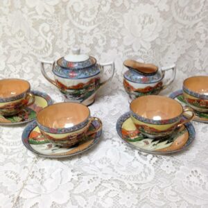 1920-30s, Rare, Japan 11-pc Variant, Gaudy Blue Willow Tea Set