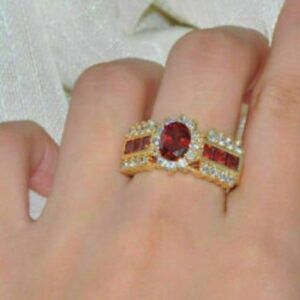 1.0/ct Ruby Cubic Zirconia 10kt Gold Filled Ring
