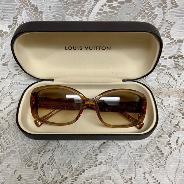 Louis Vuitton, France Amber Gold Sunglasses With Original Case