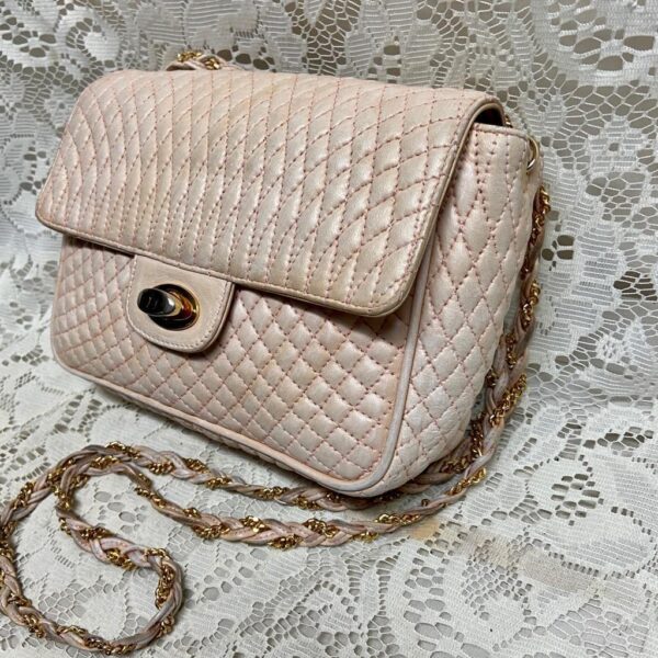Bally Pink Quilted Leather Crossbody 7in x 6in x 2.5in