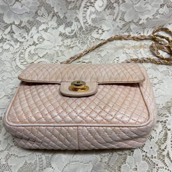 Bally Pink Quilted Leather Crossbody 7in x 6in x 2.5in