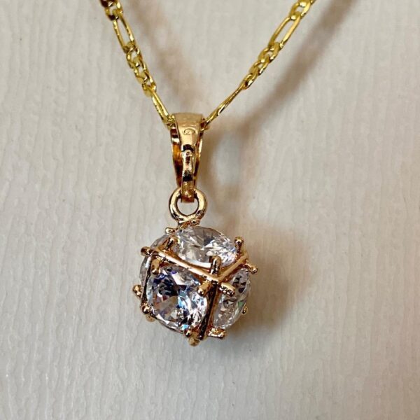 Vintage Encased Diamond 17in Gold Plated Pendant Necklace