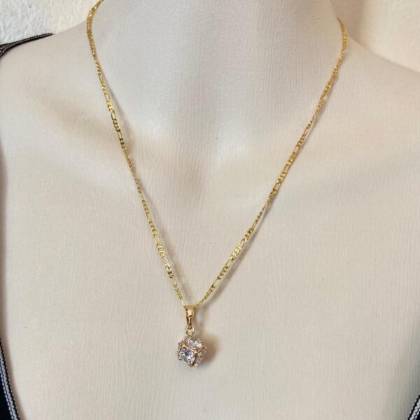 Vintage Encased Diamond 17in Gold Plated Pendant Necklace