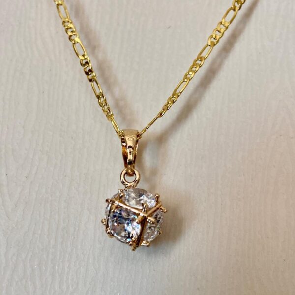 Vintage Encased Diamond 17in Gold Plated Pendant Necklace