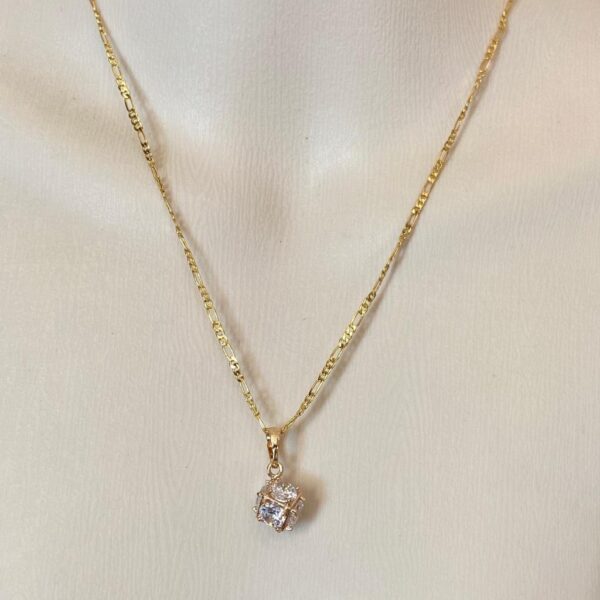 Vintage Encased Diamond 17in Gold Plated Pendant Necklace