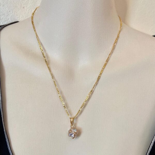 Vintage Encased Diamond 17in Gold Plated Pendant Necklace