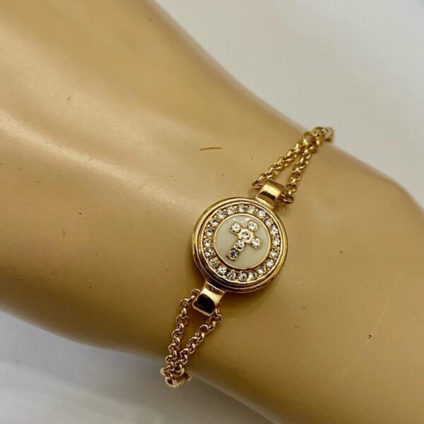 Vintage, Gold Slide Adjustable Bracelet with CZ Diamonds