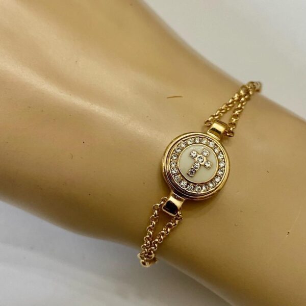 Vintage, Gold Slide Adjustable Bracelet with CZ Diamonds