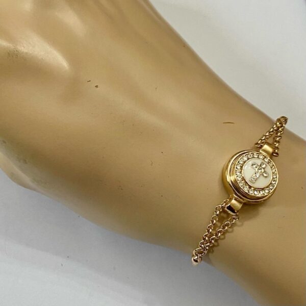 Vintage, Gold Slide Adjustable Bracelet with CZ Diamonds