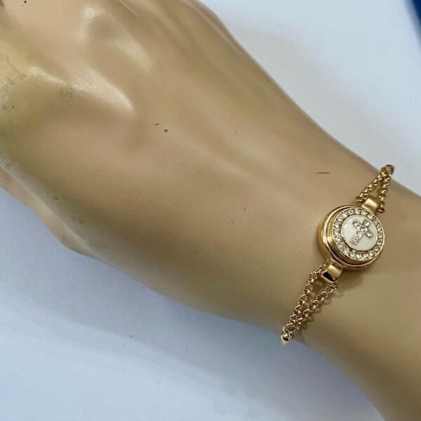 Vintage, Gold Slide Adjustable Bracelet with CZ Diamonds