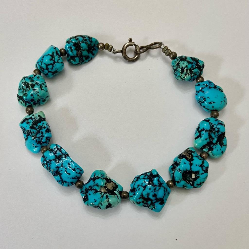 Vintage, Beautiful, Natural Turquoise Beaded Bracelet