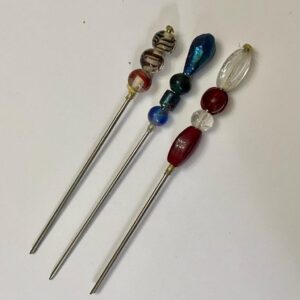 Vintage, 3-pc Handcrafted Glass Beaded Hat Pins